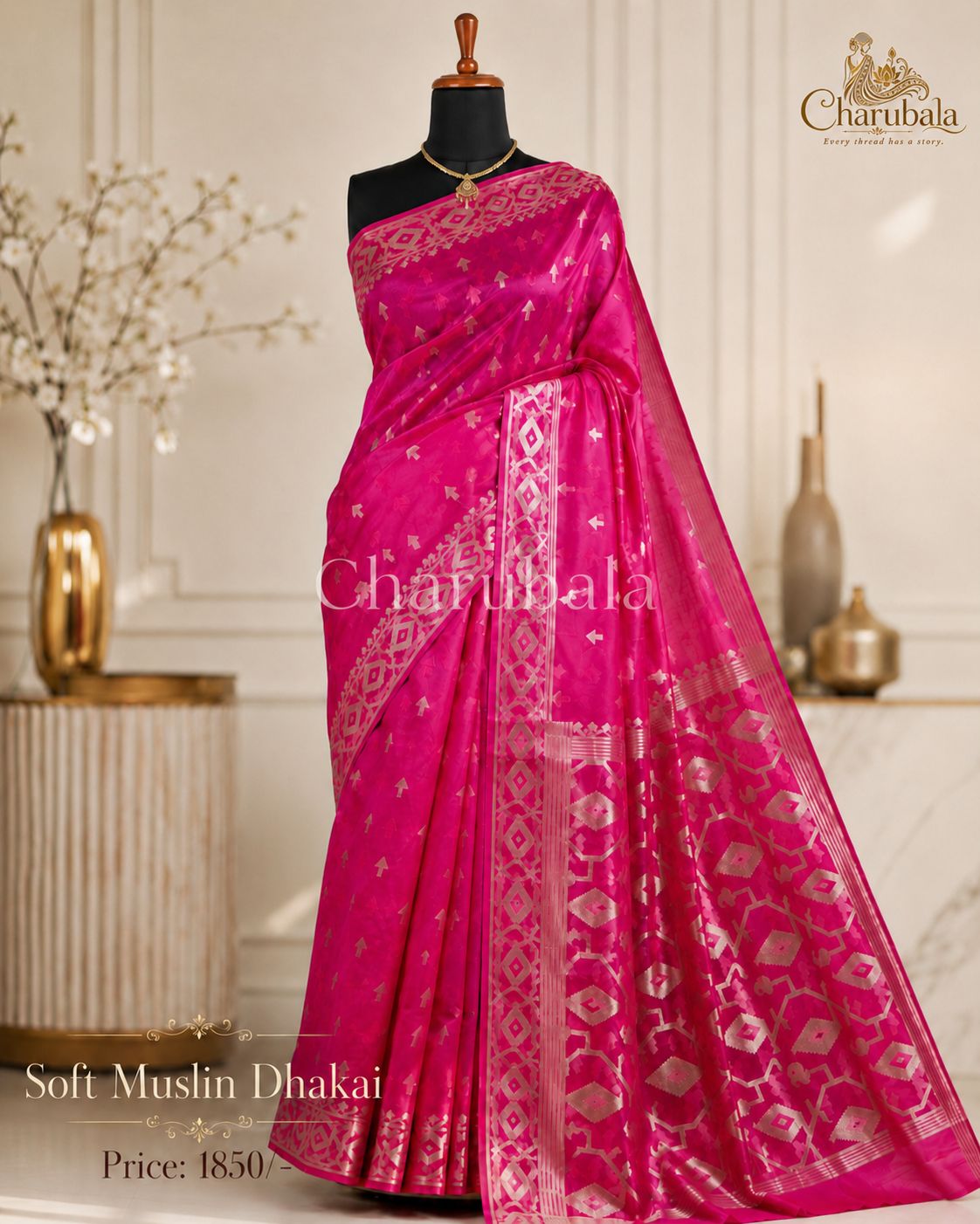 Soft Muslin Dhakai Saree