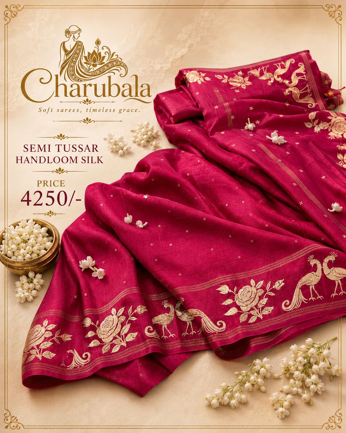 Raktima Semi Tassar Handloom Silk Saree