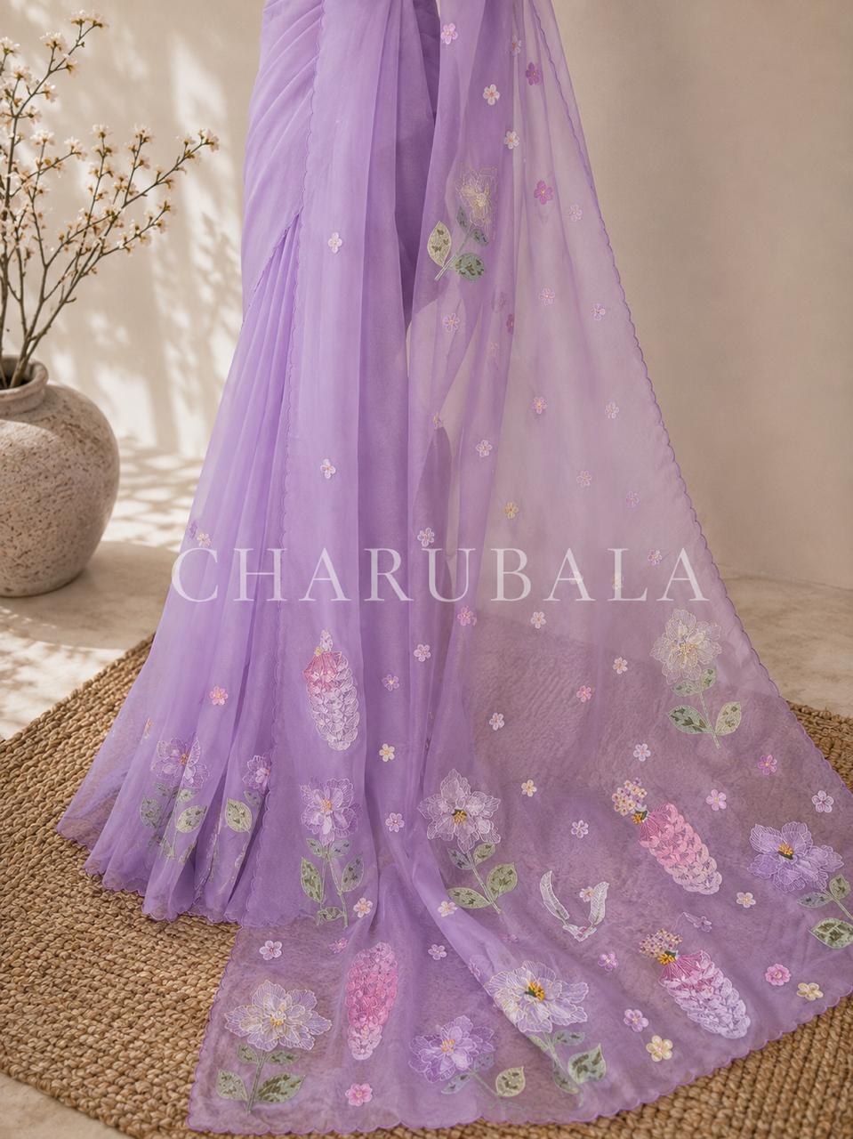 Lavanya Organza Saree with 3D Floral Applique Work