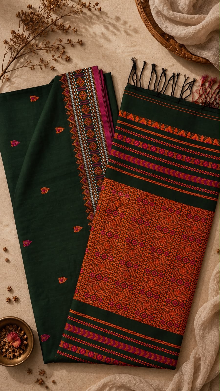 Assam Khadi Jamdani Saree