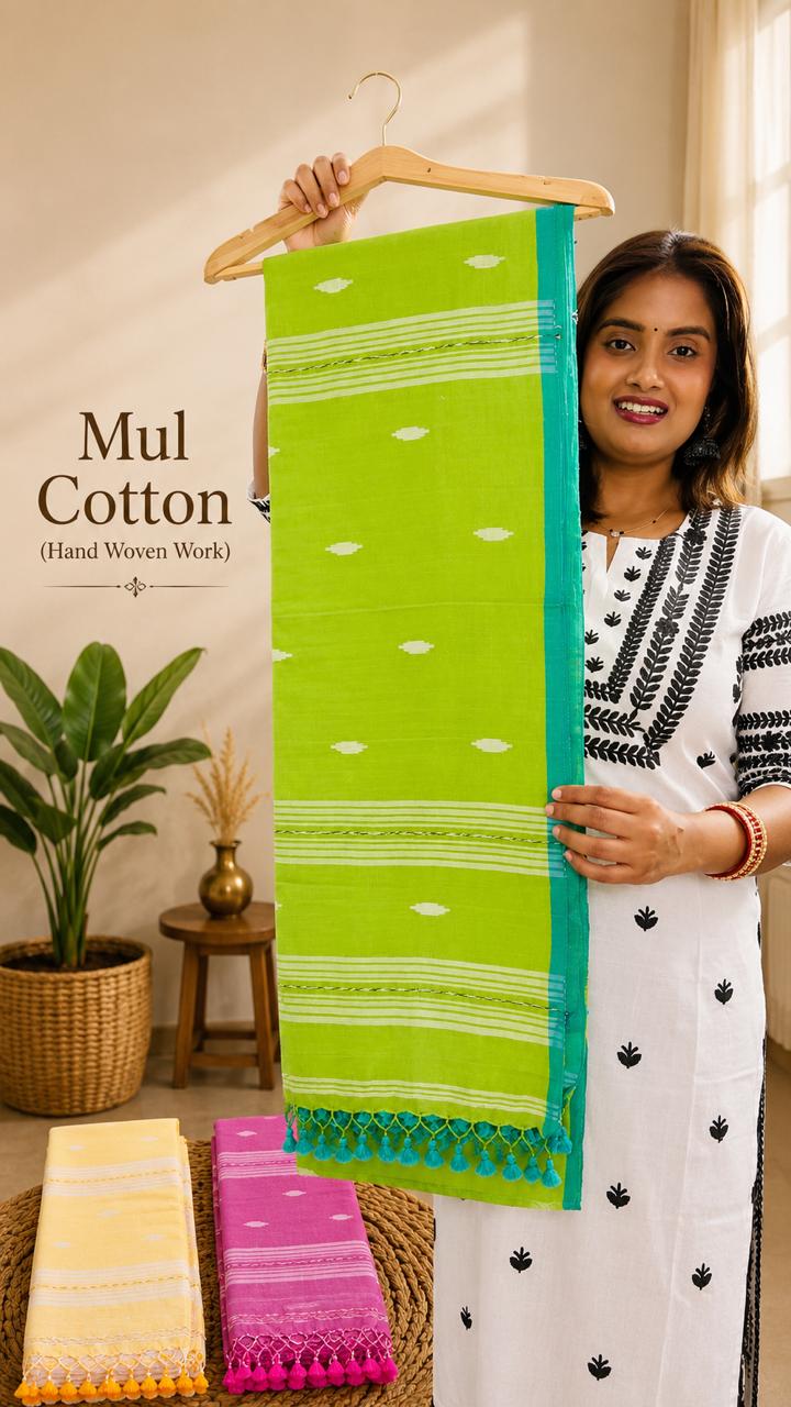Pastel Breeze – Premium Mul Cotton Handloom Saree