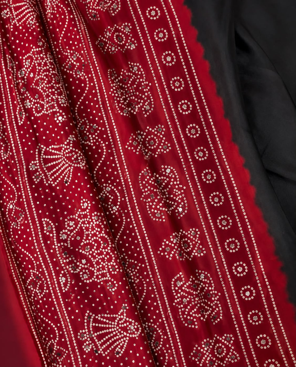 Ajrakh Mirror Magic – Modal Satin Bandhani Saree