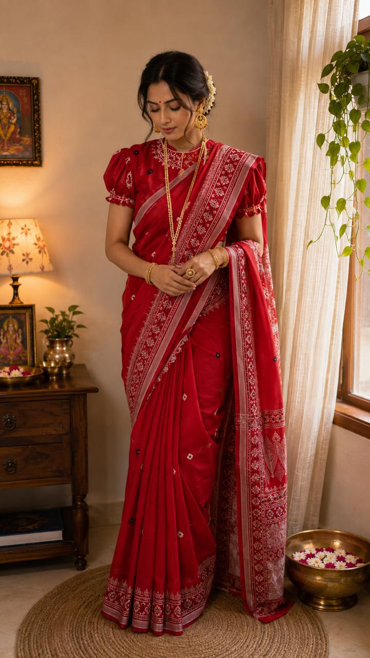 Assam Khadi Jamdani Saree