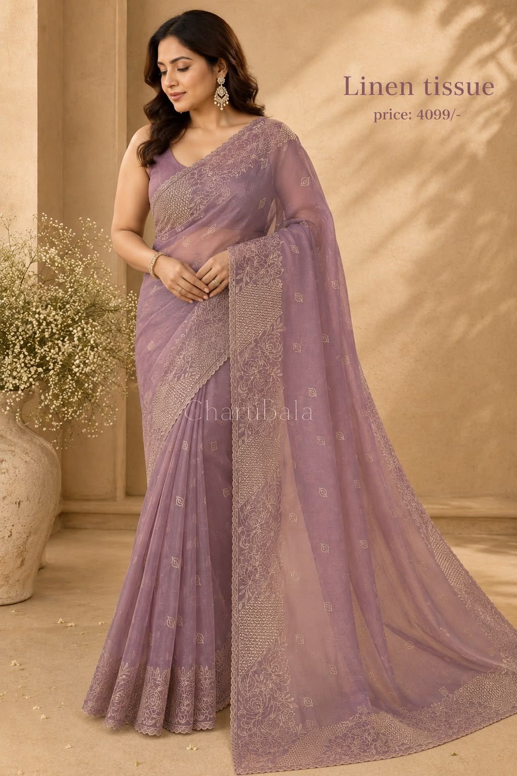 Premium Linen Tissue saree