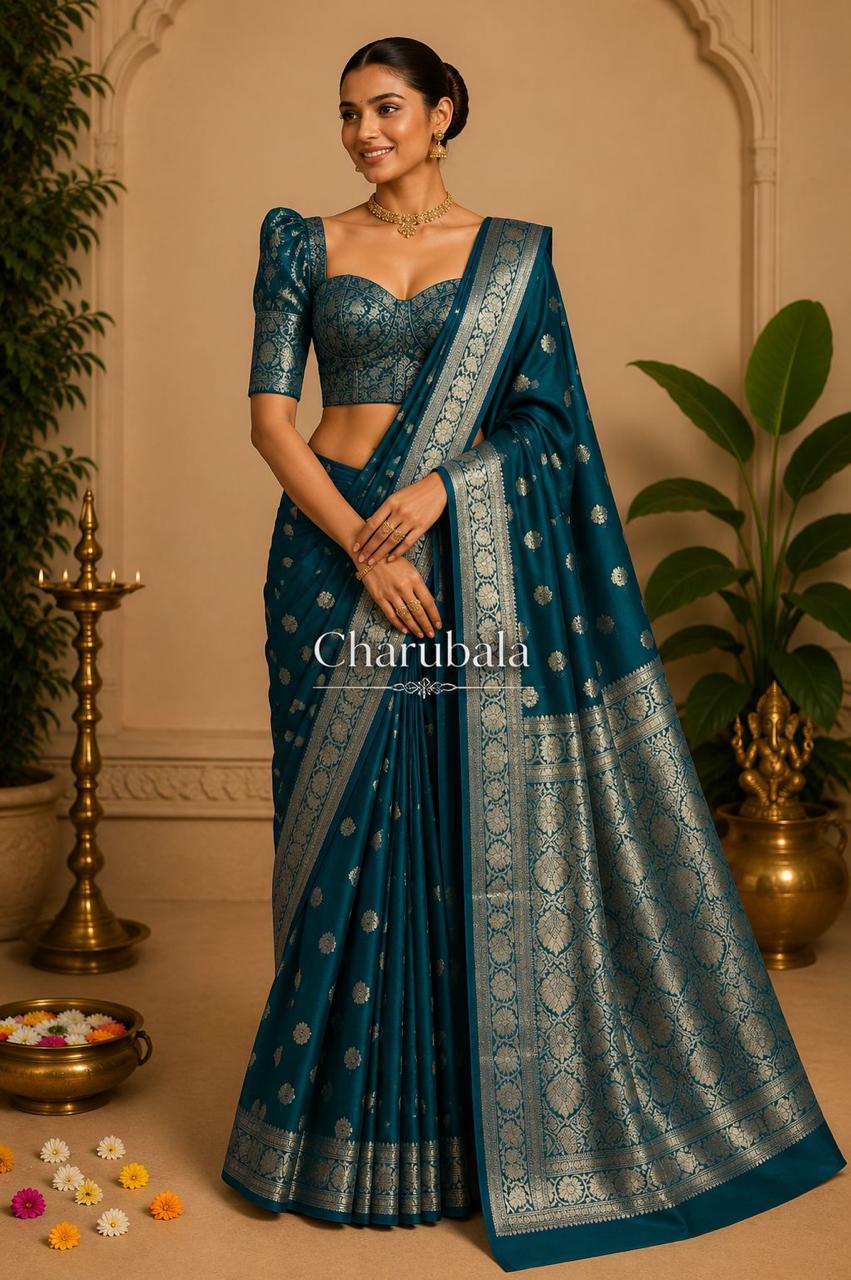Kashi Heritage – Pure Mercerised Banarasi Cotton Saree with Zari Buta