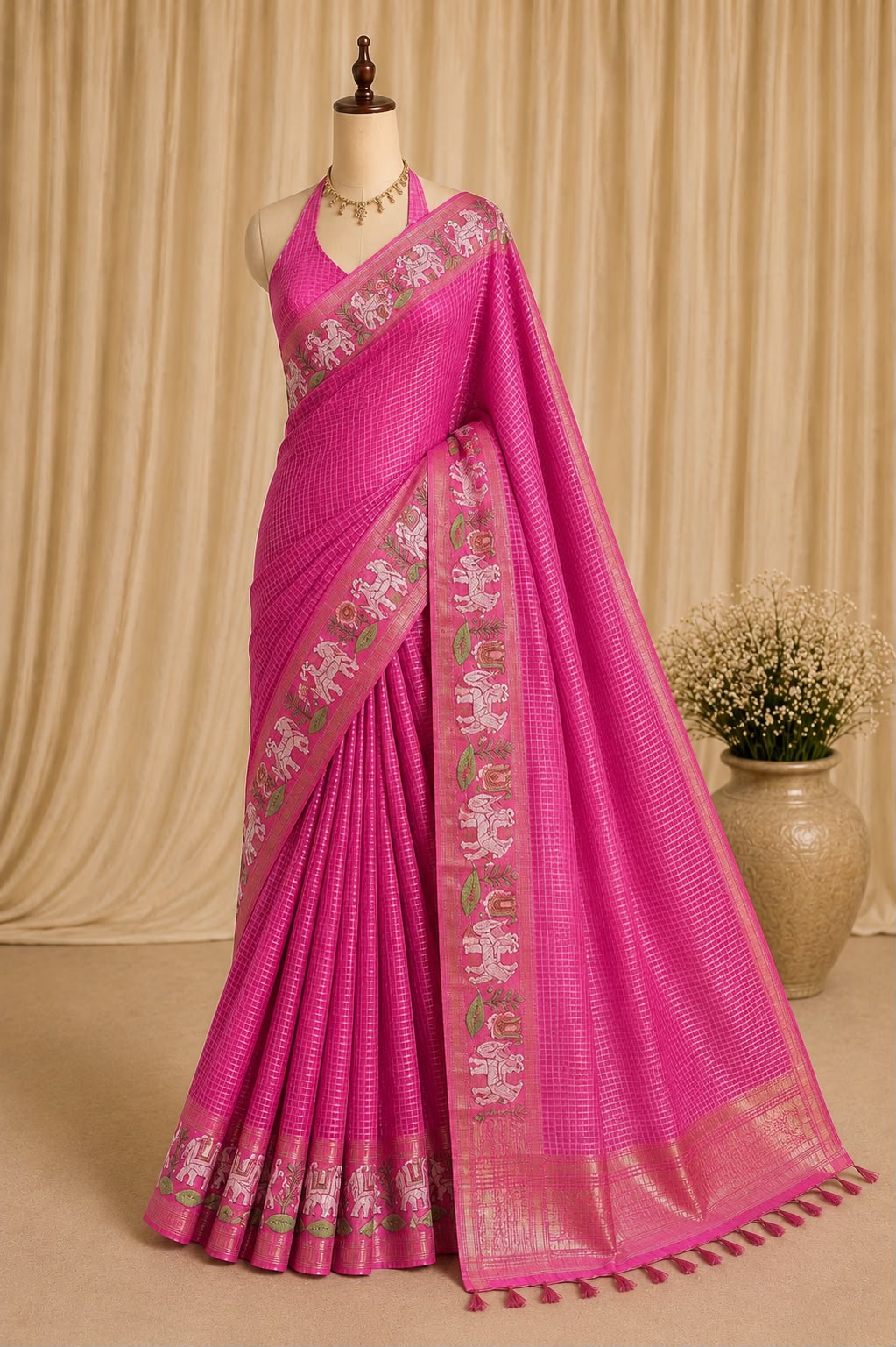 Heritage Chanderi Checks Saree