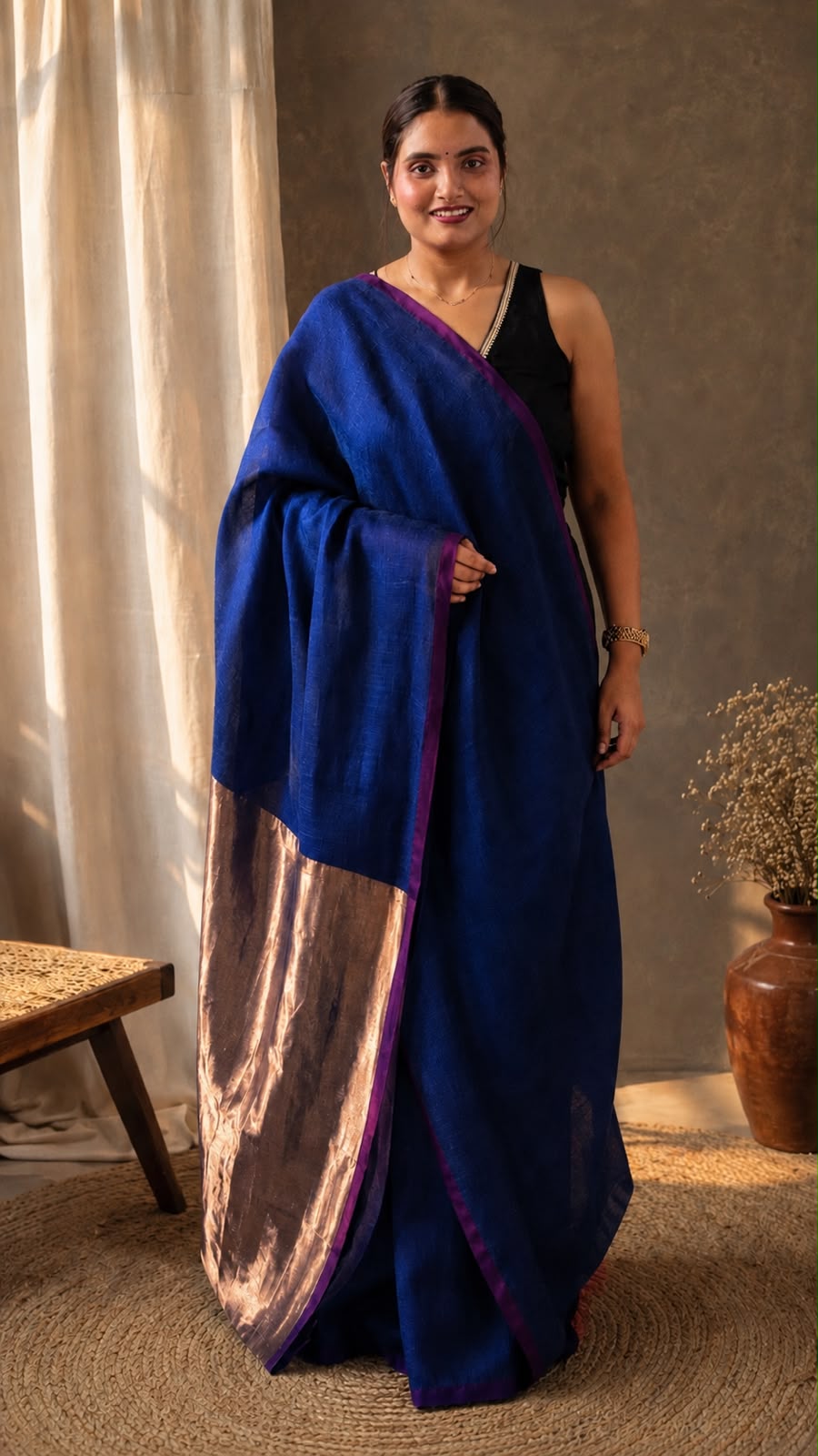 Pure Organic Tissue Linen Saree