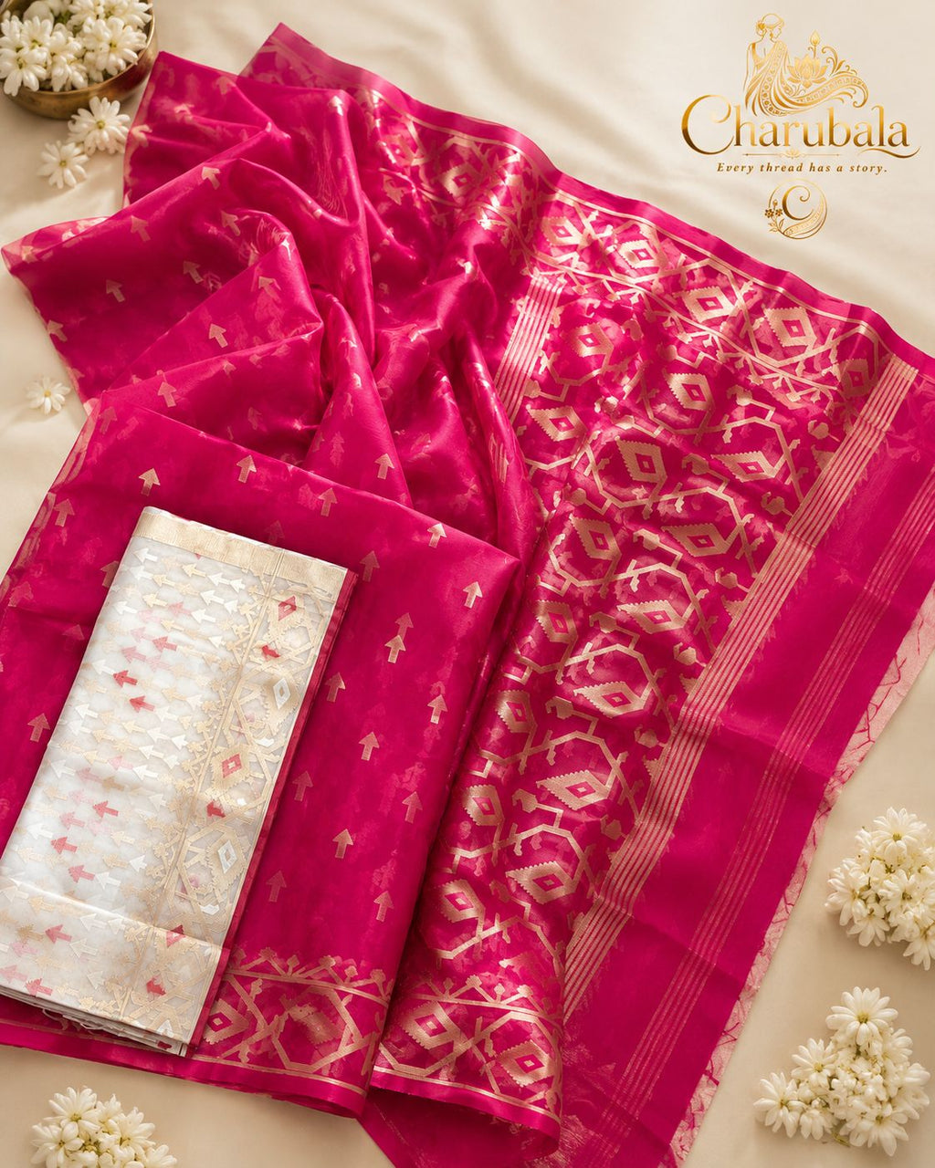 Soft Muslin Dhakai Saree