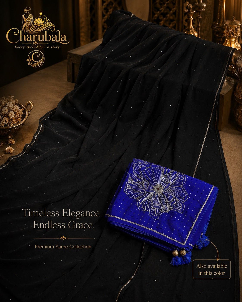 Regal Chiffon Saree with Moti & Cutdana Work