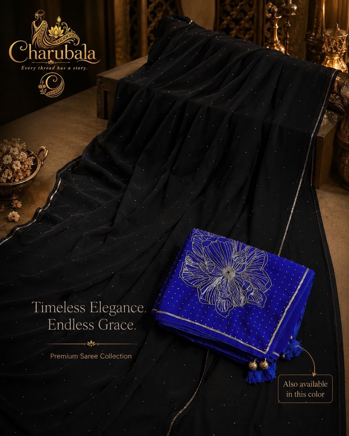 Regal Chiffon Saree with Moti & Cutdana Work