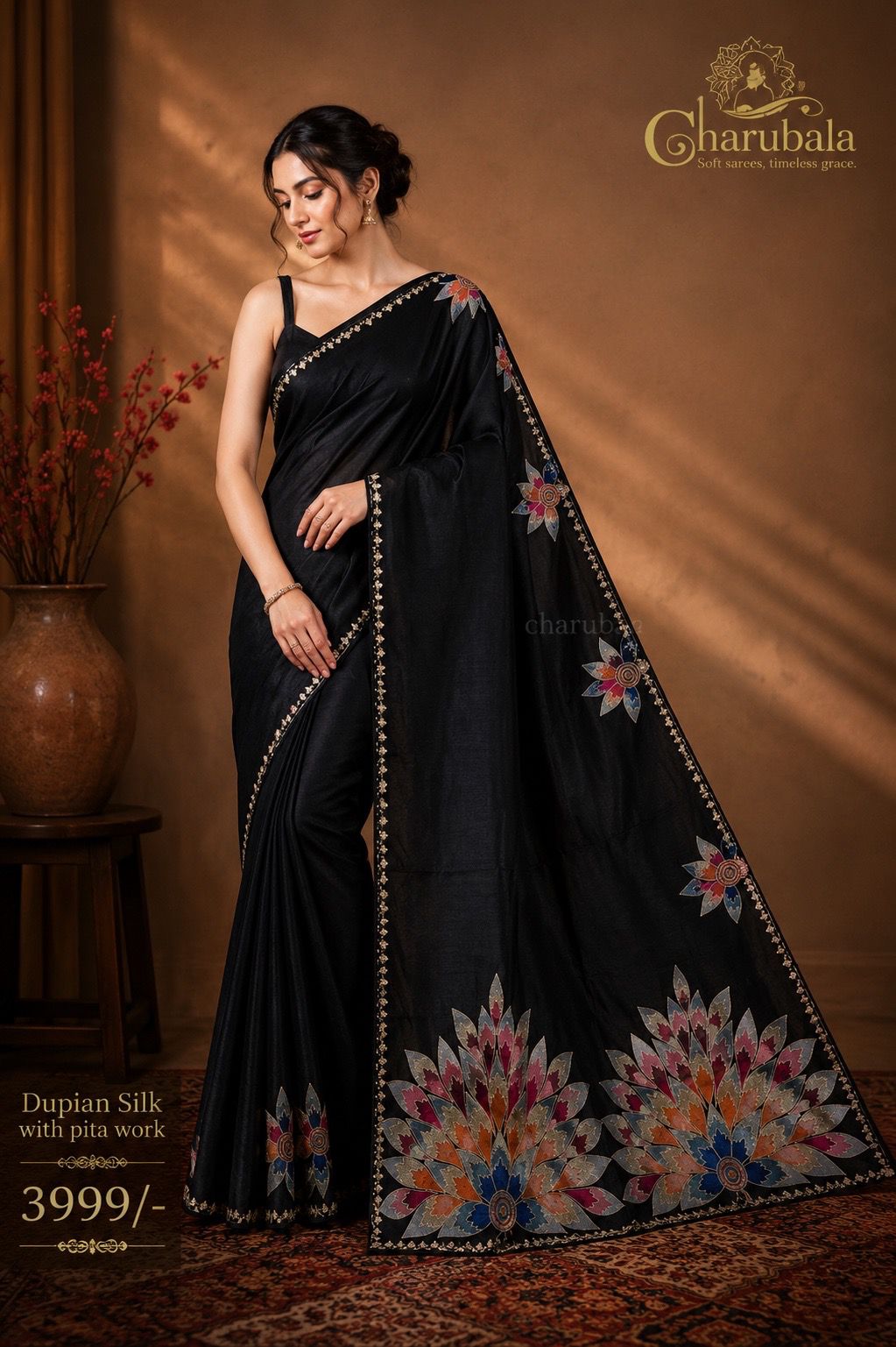 Rajwadi Dupian Silk Saree with Pita Work