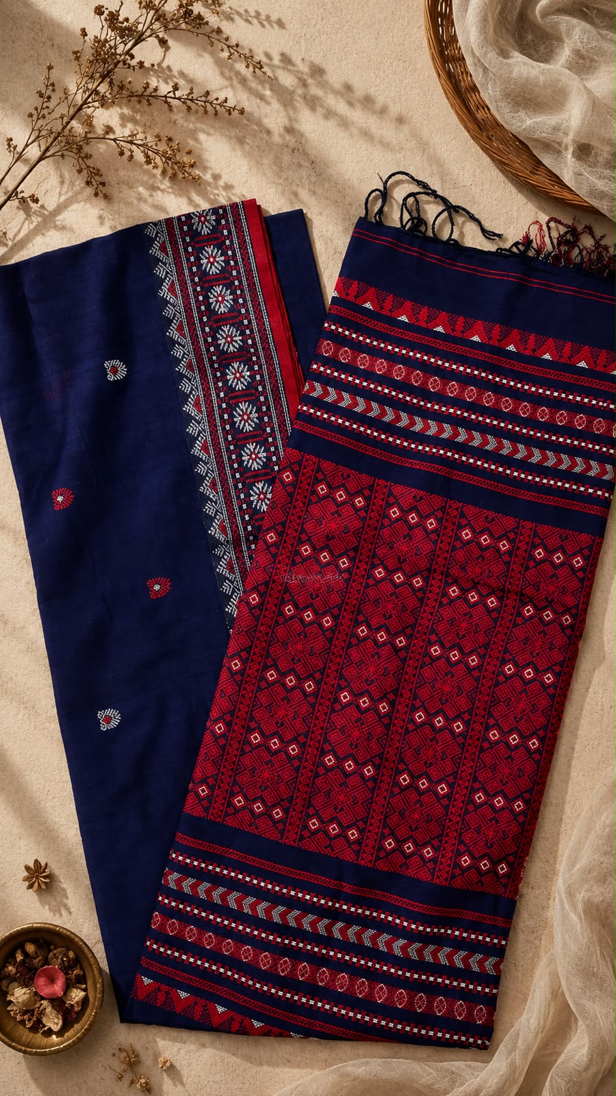 Assam Khadi Jamdani Saree