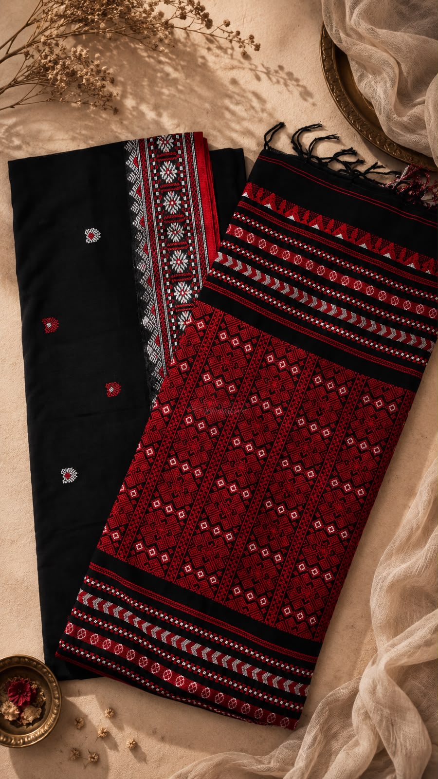 Assam Khadi Jamdani Saree