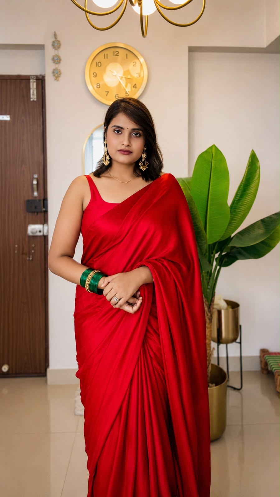 Crimson Royale – Pure Modal Silk Saree with Golden Tissue Pallu
