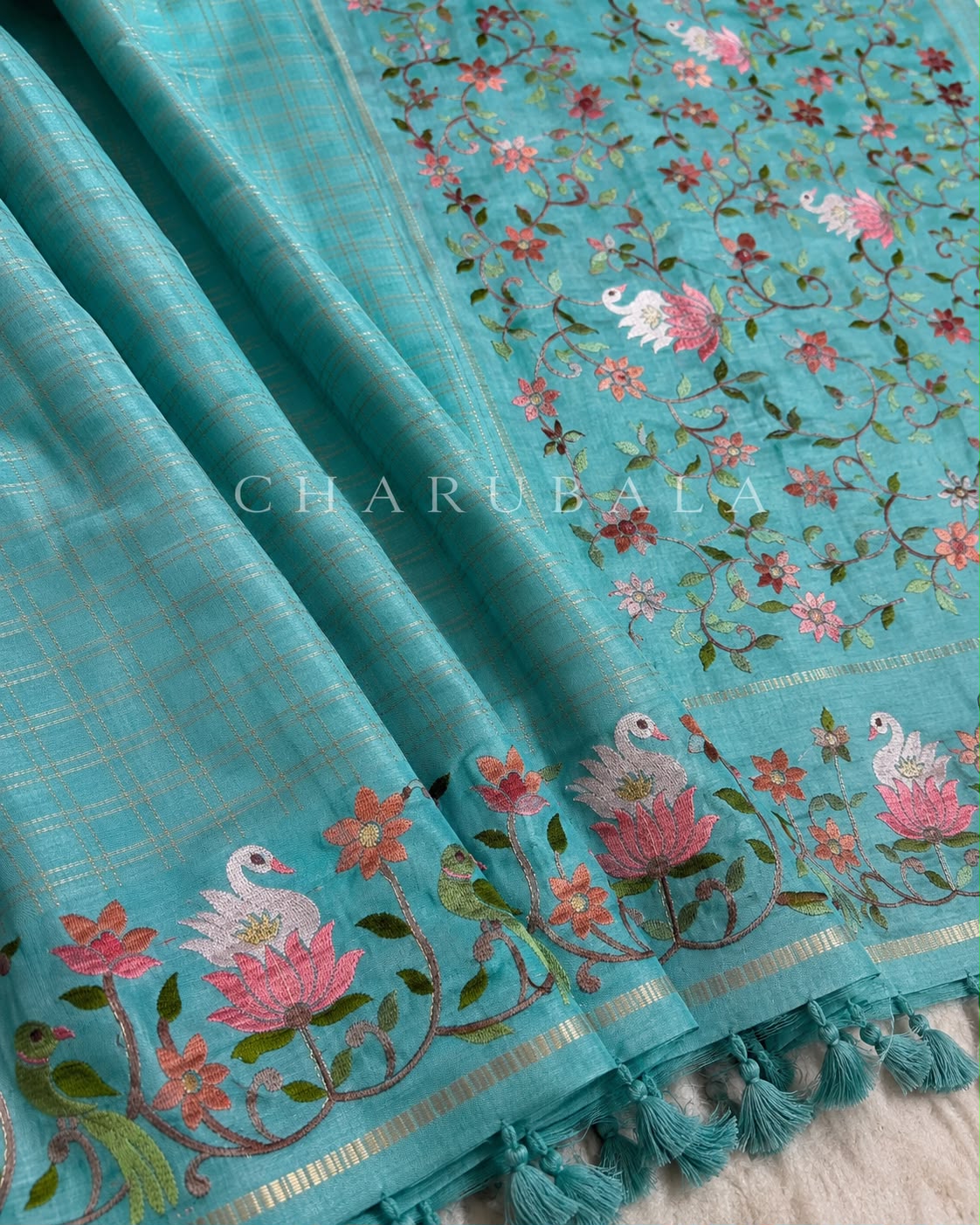 Tussar Checks Saree