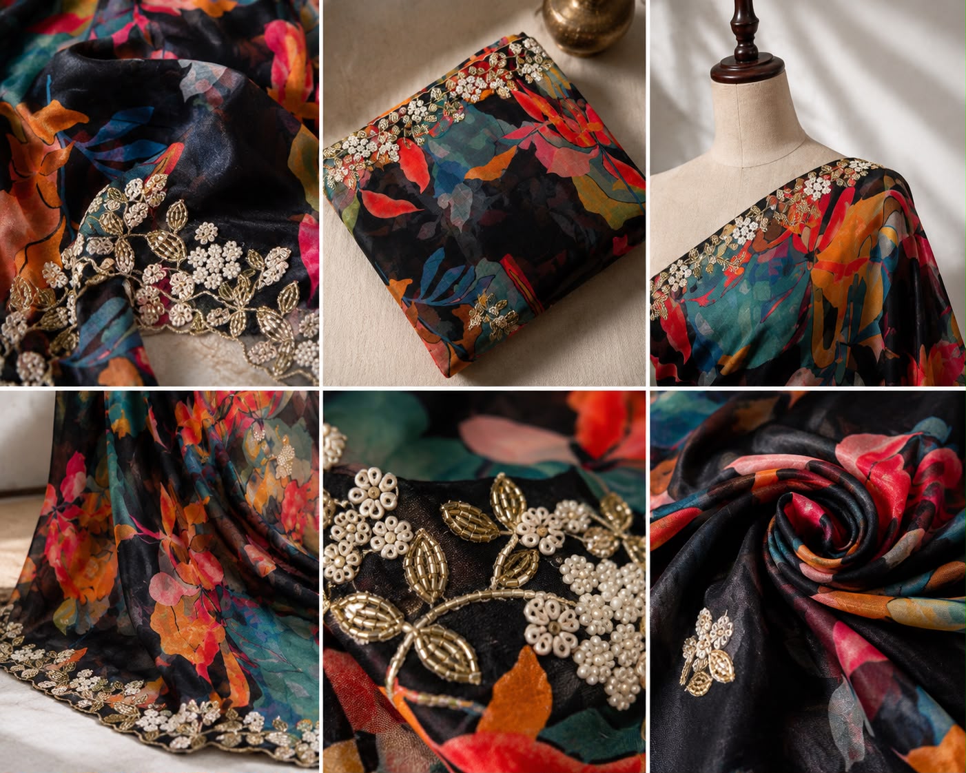 Luxe Pure Chinnon Saree with Hand Cutdana Work