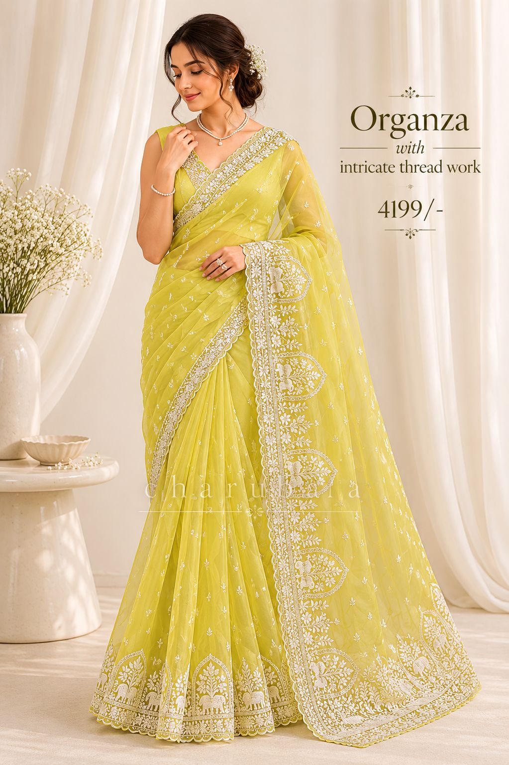 Zarielle Organza Threadwork Saree