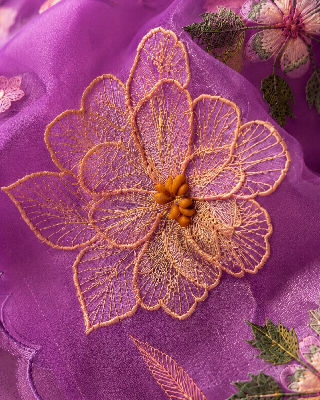Lavanya Organza Saree with 3D Floral Applique Work