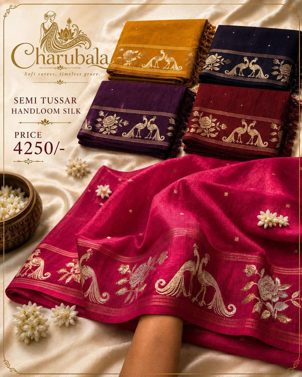 Raktima Semi Tassar Handloom Silk Saree