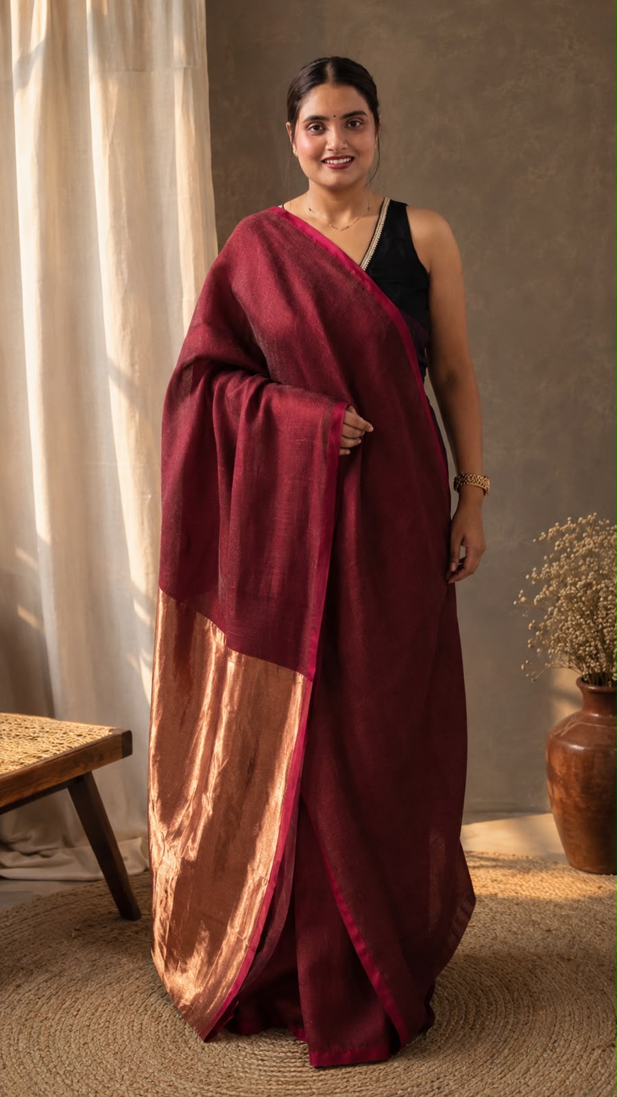 Pure Organic Tissue Linen Saree