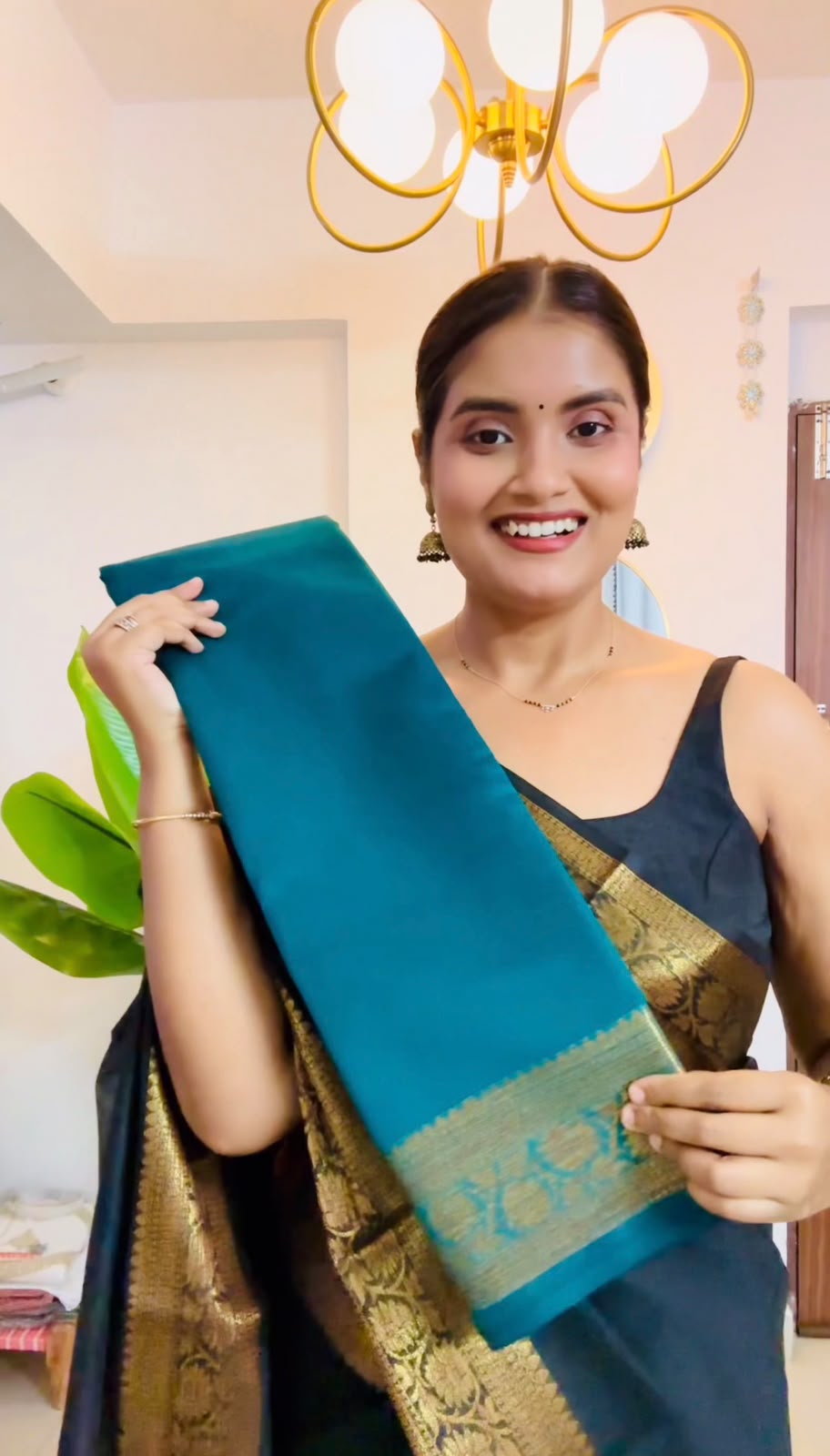 Banarasi AD Cotton Saree with Antique Golden Zari Border