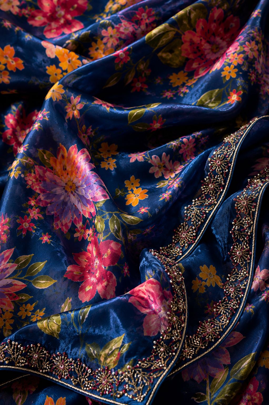 Luxe Pure Chinnon Saree with Hand Cutdana Work